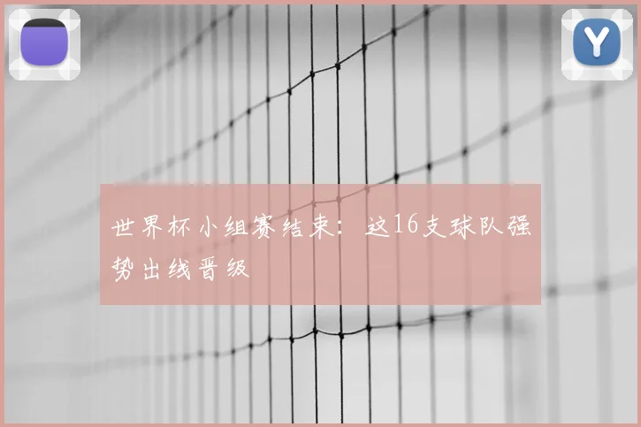 世界杯小组赛结束：这16支球队强势出线晋级